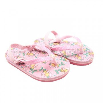 Kids Cute PE Flip Flops Thermal Transfer Print Custom Logo PVC Sliders