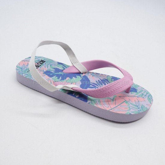Kids Cute PE Flip Flops Thermal Transfer Print Custom Logo PVC Sliders-Low Moq Fast Delivery