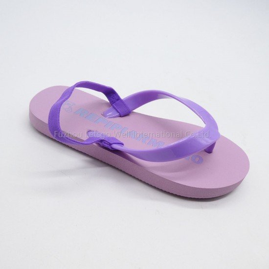 Kids Cute PE Flip Flops Thermal Transfer Print Custom Logo PVC Sliders-Low Moq Fast Delivery