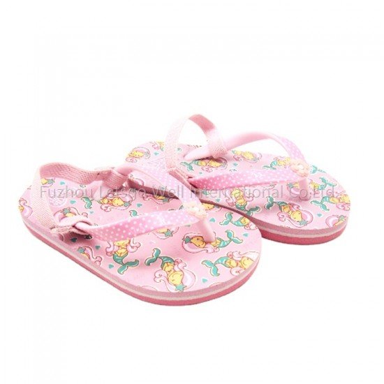 Kids Cute PE Flip Flops Thermal Transfer Print Custom Logo PVC Sliders-Low Moq Fast Delivery