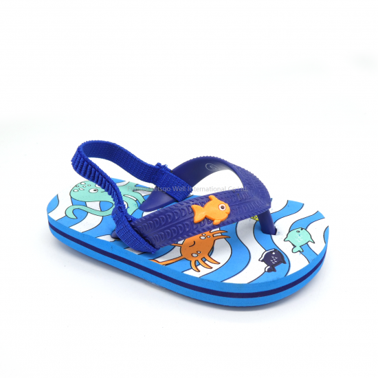 Kids Fish Cartoon Print Flip Flops Wholesale Fashion PE Slippers-Low Moq Fast Delivery