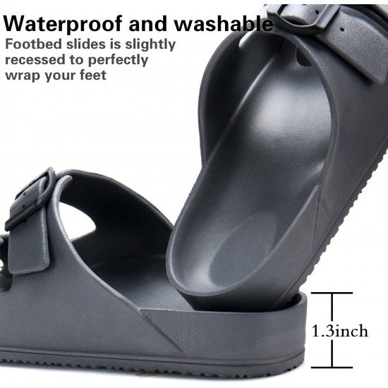 Temi Mens EVA Slides Adjustable Double Buckle Lightweight Waterproof-Low Moq Fast Delivery