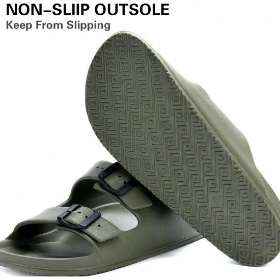 Temi Mens EVA Slides Adjustable Double Buckle Lightweight Waterproof-Low Moq Fast Delivery