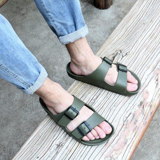 Temi Mens EVA Slides Adjustable Double Buckle Lightweight Waterproof-Low Moq Fast Delivery