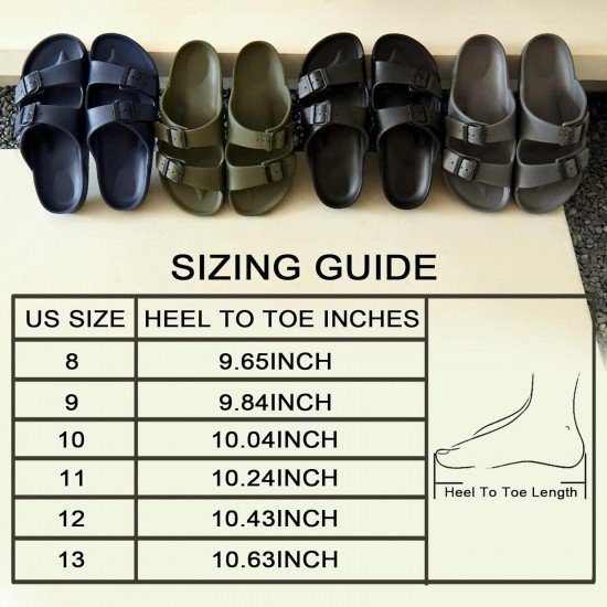 Temi Mens EVA Slides Adjustable Double Buckle Lightweight Waterproof-Low Moq Fast Delivery