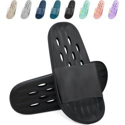 Shower Shoes Quick Drying Non-Slip Women Men Shower Sandals Slippers With Holes EVA Lightweight Open Toe Bathroom Slides for Pool College Dorm House Gym Beach