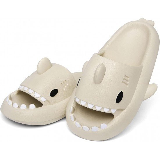 Men's and Women's Shark Slides Cloud Slippers Summer Novelty Open Toe Slide Sandals Anti-Slip Beach Pool Shower Shoes with Cushioned Thick Sole