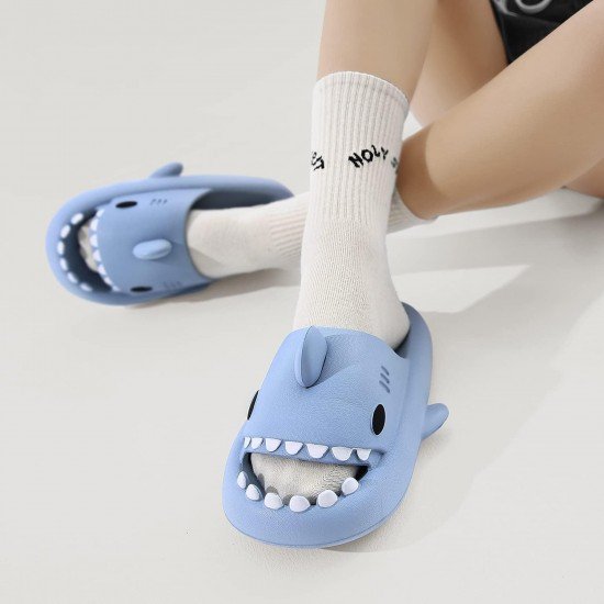 Men's and Women's Shark Slides Cloud Slippers Summer Novelty Open Toe Slide Sandals Anti-Slip Beach Pool Shower Shoes with Cushioned Thick Sole