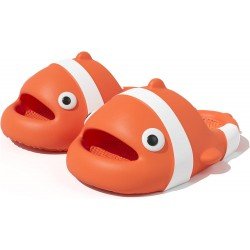 Cute Clown Fish Cloud Slides for Adult Women Men, Soft Novelty Funny Animals House Slippers Non-Slip Beach Shoes for Indoor Outdoor Shower Pool