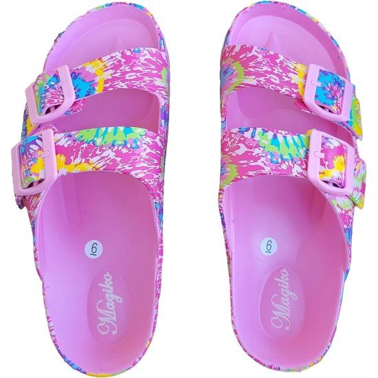 Slides Sandals Adjustable Double Buckle Strap EVA Sandals Flat, All Season Comfortable Light Weight Slides, Indoor and Outdoor Flip-Flops Anti-Slip Sole Waterproof Sandals Slides Sandals Adjustable Double Buckle Strap EVA Sandals Flat, All Season Comfortable Light Weight Slides, Indoor and Outdoor Flip-Flops Anti-Slip Sole Waterproof Sandals