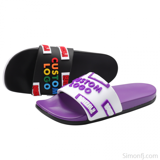 Plus Size Mens Double Layer PU Slides Custom Logo Designer Sandals-Low Moq Fast Delivery